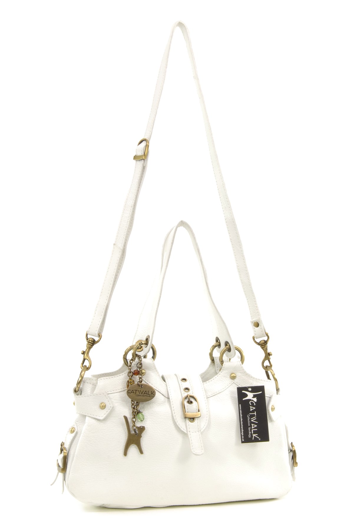 Catwalk Collection Handbags – Bolso de Hombro de Piel con Correa Bandolera Desmontable – Bolso Cruzado de Mano Mediano para Mujer – Nicole