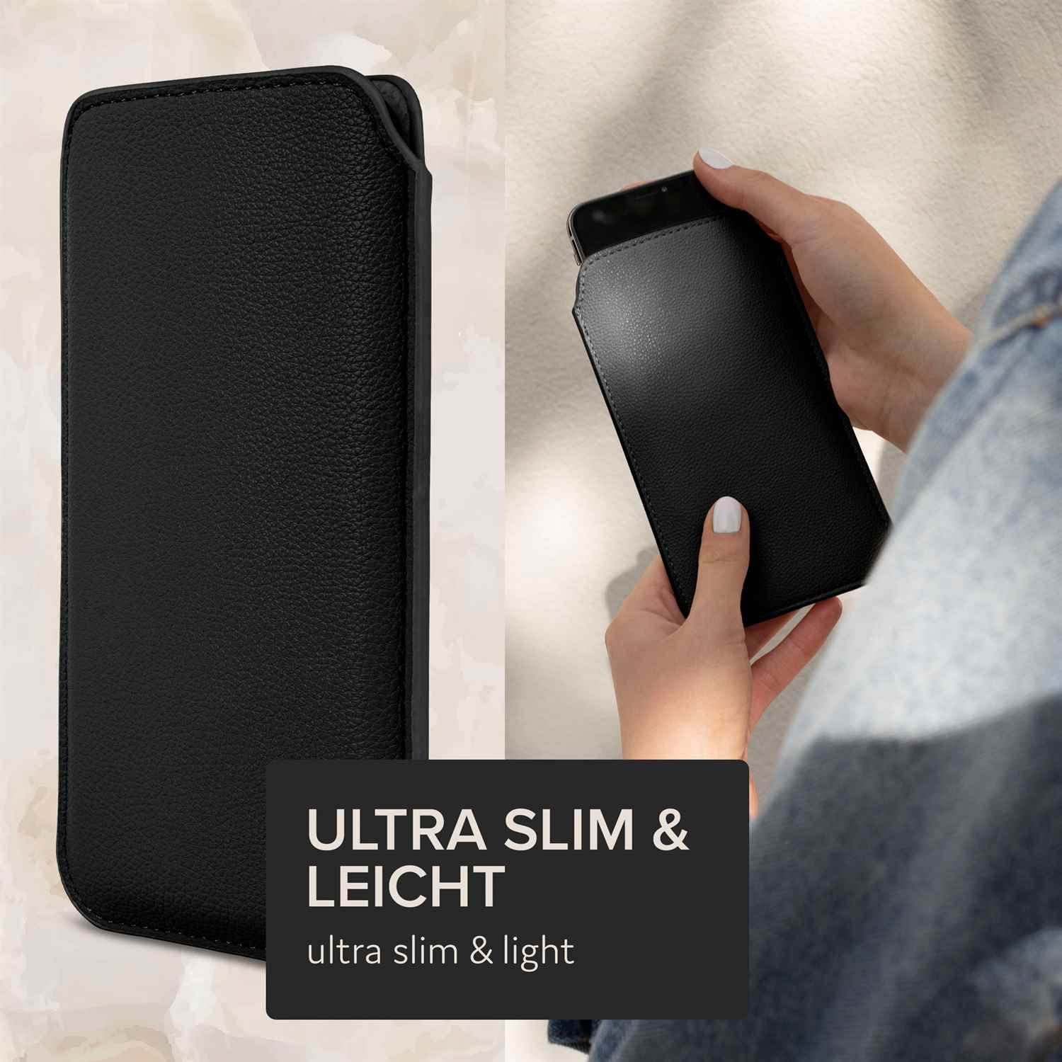 ONEFLOW Liberty Case für Samsung Galaxy S8 Handy Einsteckhülle mit Rückzugfunktion, PU Leder Handytasche, Schutzhülle mit Lasche, Sleeve Etui Hülle zum Einstecken, Schwarz