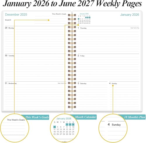 Miniatura 4 de Agenda 2024-2025  Agenda semanal y mensual 2024 y diario para rastrear objetivos, agenda académica 2024-2025 de enero de 2024 a junio de 2025,
