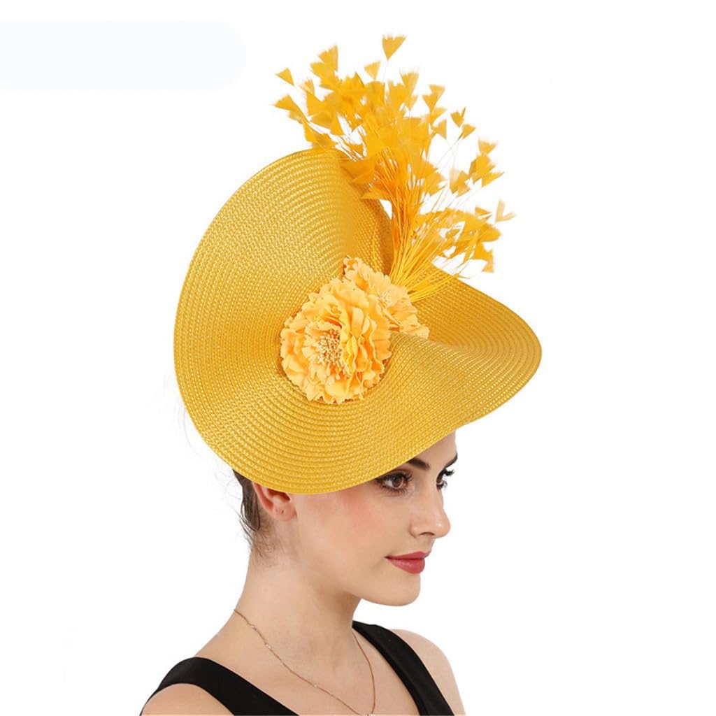 Amazon.com: YMGSCC Yellow Big Fedora Hats Women Yellow Derby