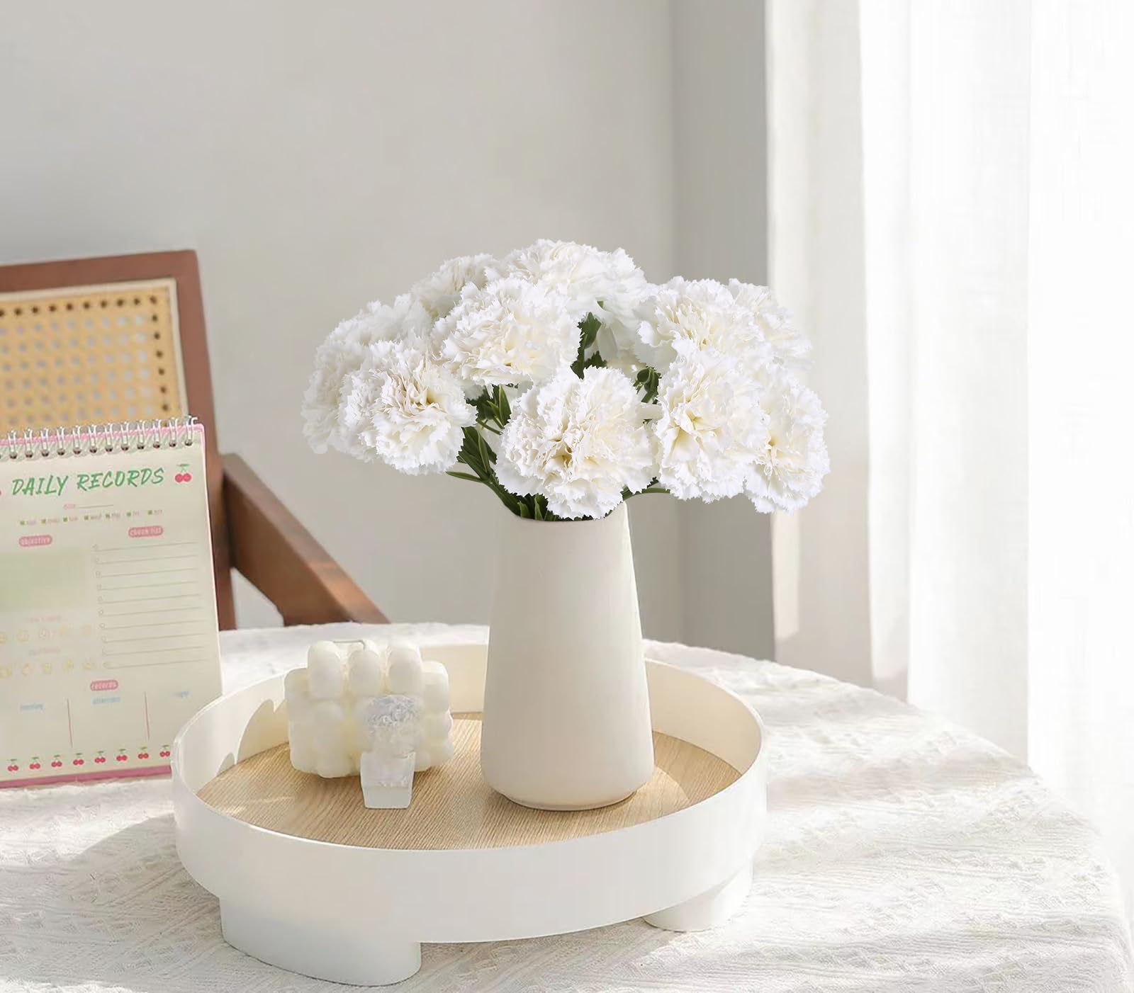 Amazon.co.jp: ICBOX 15個 ホワイトカーネーション 造花 ホワイト