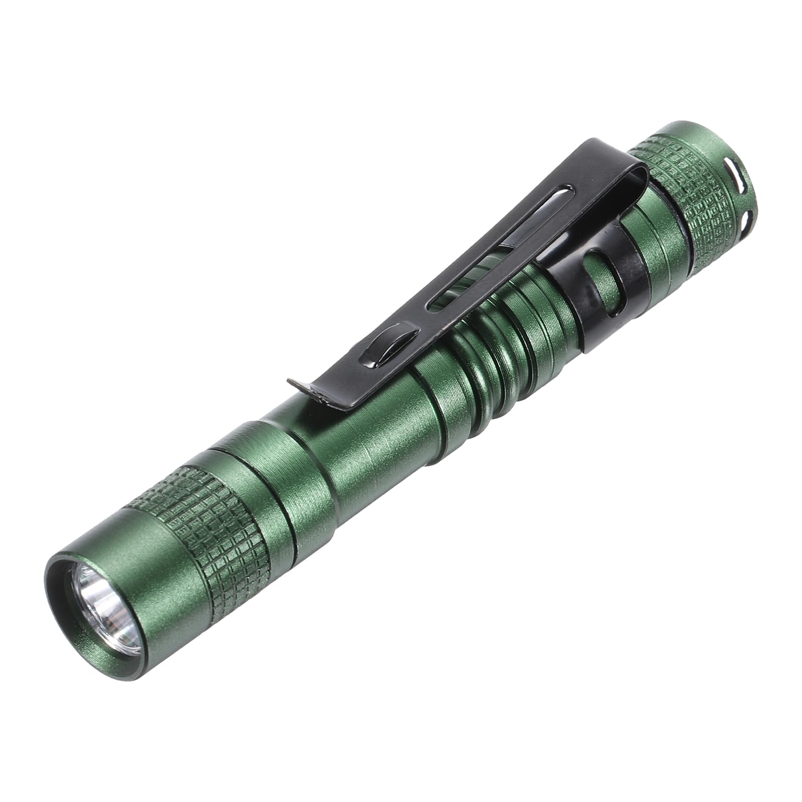 PATIKIL Mini Flashlight with Clip, Super Light Small LED Pen Flashlights Aluminum White Light Torch Battery Powered for Camping Hiking, Green