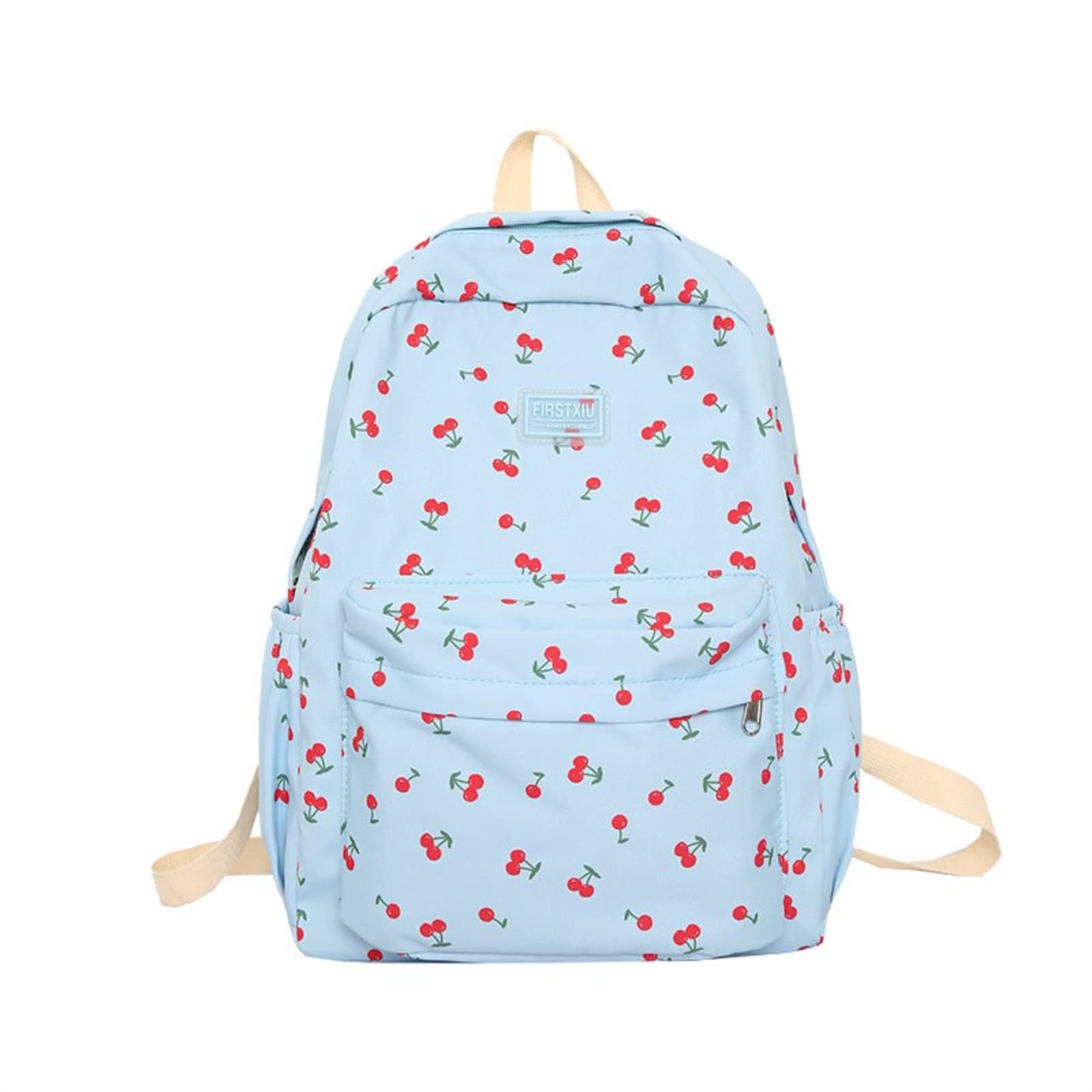 VerdancyKawaii Backpack for Teen Girls Lovely Cute Cherry Bookbag Casual Schoolbag with Laptop Compartment (Blue)