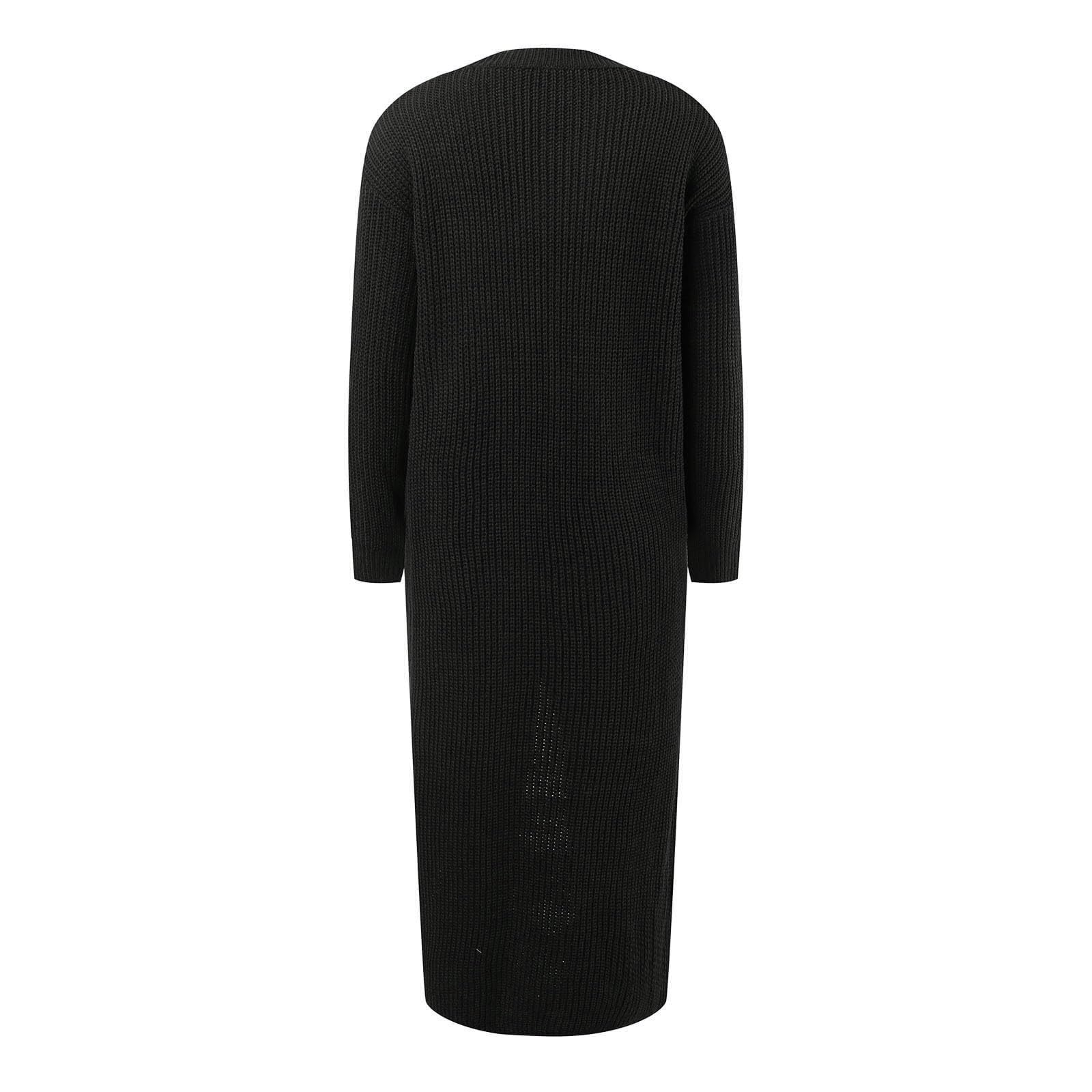 FUPODD Damen Strickkleid Winter Elegant Pulloverkleid Vorne Kurz Hinten Lang Pullover Winterkleid Warm Lässig Pullikleid Grobstrick Strickkleider Einfarbig Longpullover Frauen Dicke Winterkleider