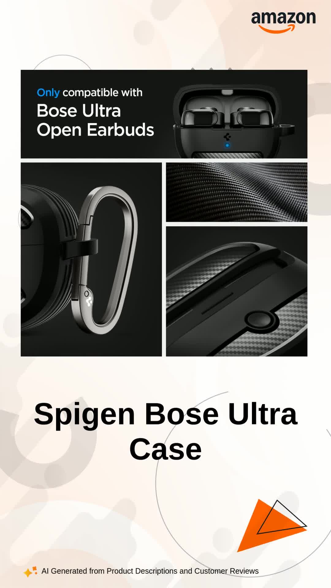 Spigen for Bose Ultra Open Earbuds Case, Carabiner Included