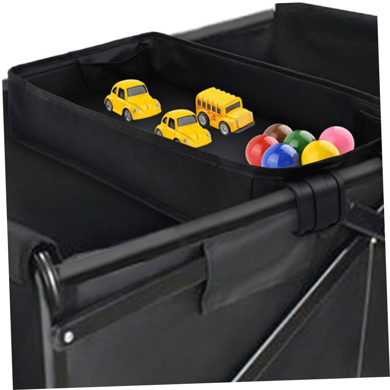 Vassoio Passeggino da Clip-on, Organizer Snack Nero Xl | Tela Canvas, Accessorio Leggero e Portatile, per Carriage e Stroller, Pratico per Mangiare fuori Casa