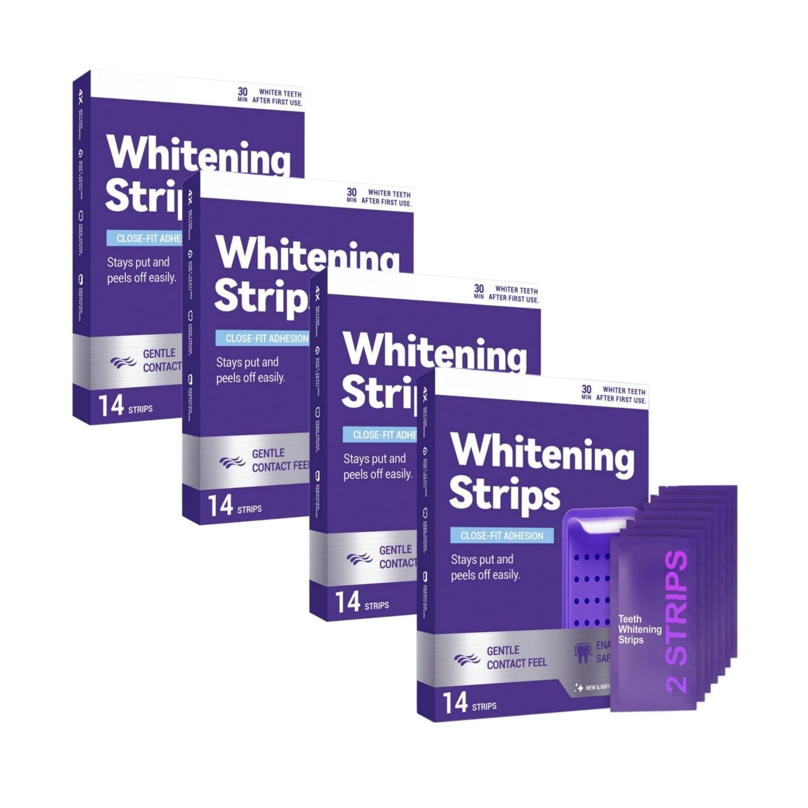 Purple Teeth Whitening Strips Strisce Sbiancanti Denti Viola, Teeth Whitening Strips, elimina Macchie Caffè/Tè/Vino Sbiancamento in modo sicuro senza danni, Nastro sbiancante dentale senza Per