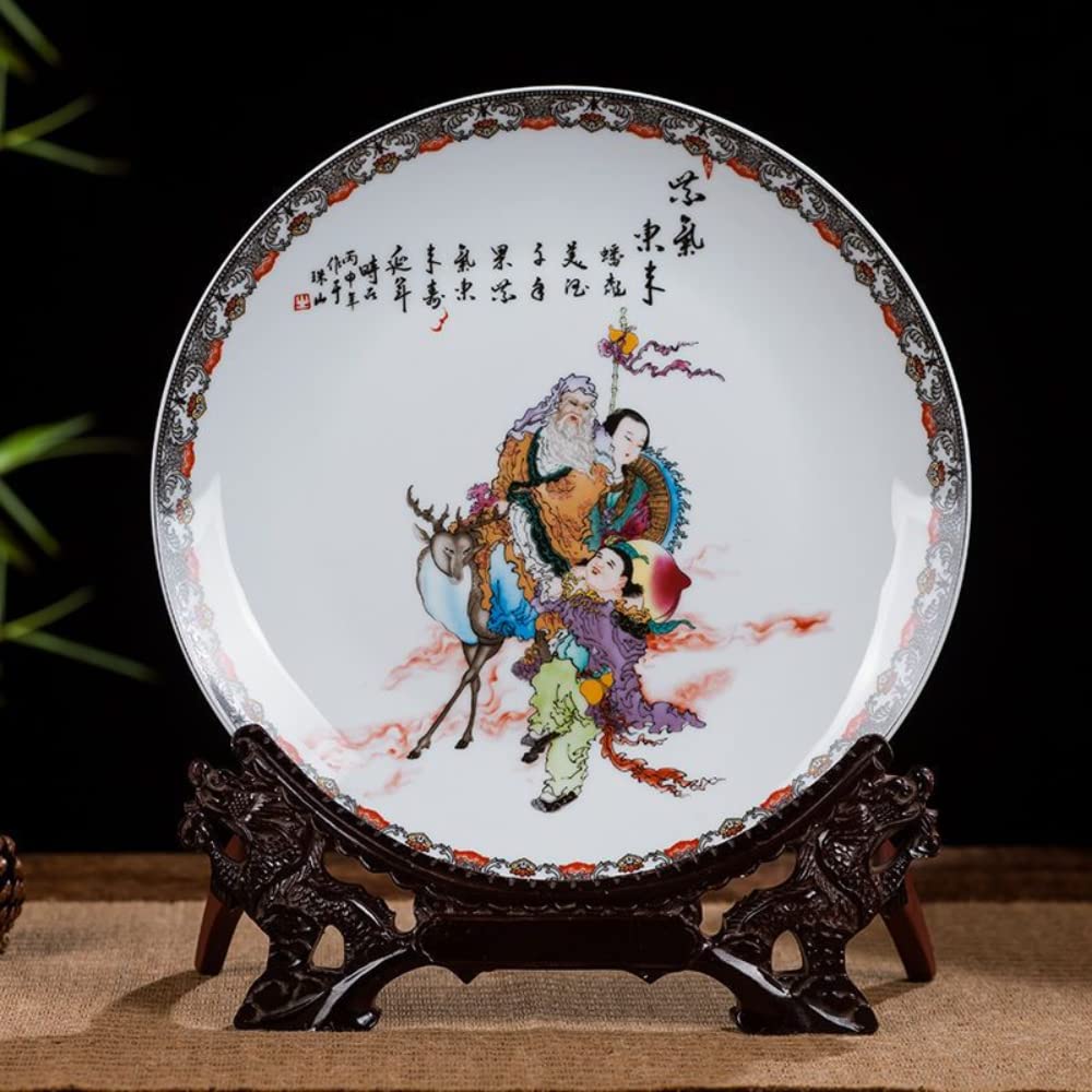 中国陶器陶芸.中国有名人物画陶器.大飾り皿 中国 廣彩 4人 天女 飾皿 色絵 絵皿 大皿 骨董 美術 芸術 置物