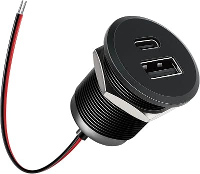 acegoo USB Socket 12V USB Outlet Campervan All-Aluminum RV Outlet, Type A + Type C Port Max 24W Output Charger, PD3.0&QC3.0 Fast Charging for Motorhome Marine Boat Bus Car Truck(Small Panel*1)