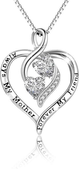 YFN Mother Necklace Mum Gifts from Daughter Sterling Silver Love Heart Pendant Necklace Jewellery for Mum