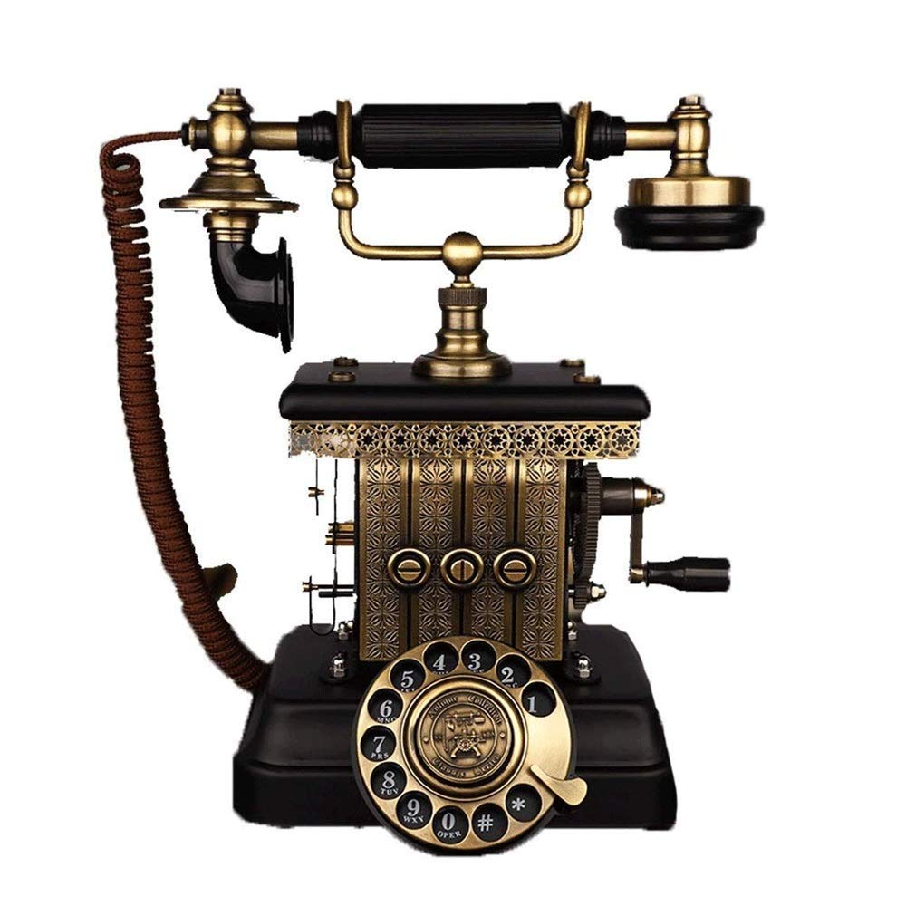 Telefono fisso retrò per casa, scuola e ufficio Suoneria elettronica meccanica in lega di zinco Telefono antico, telefono vintage con quadrante fisso Telefono fisso retrò europeo classico con filo