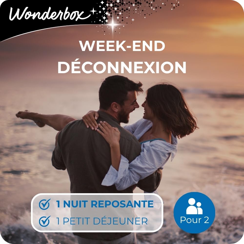 WONDERBOX - Week-End Déconnexion - Coffret Cadeau - Idée Cadeau Séjours | 1 nuit avec ou sans petit déjeuner - Plus de 500 séjours - Hôtel de charme, château, maison d'hôtes, cabane, yourte, tipi