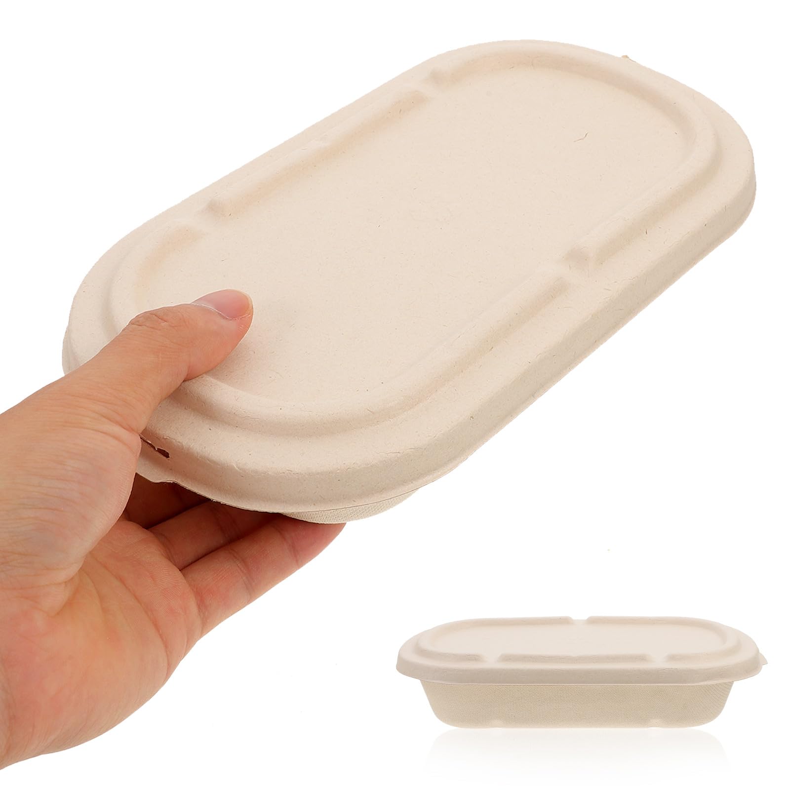 HOMSFOU Cajas de Comida Desechables de Pulpa 850 Ml Tapa, 25 Unidades para Preparar Comidas y Llevar, Recipientes Biodegradables para Ensaladas y Alimentos para Llevar