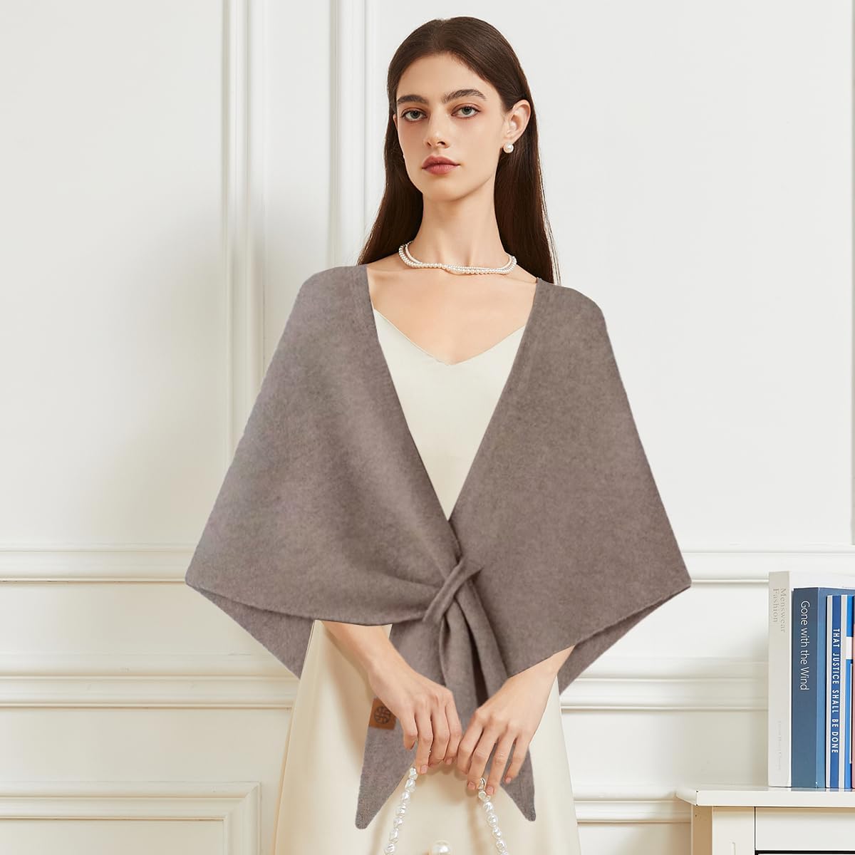 Winter Shawl Wraps Women Knitted Shawls and Wraps Triangle Cardigan Cape Winter Wool Blend Shoulder Top Sweater Scarf - Image 4