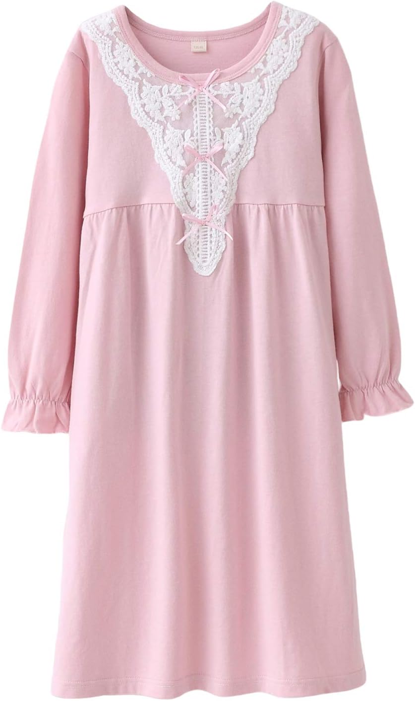 Girls' Princess Nightgowns Lace Dress 100% Cotton for 3-14 Years