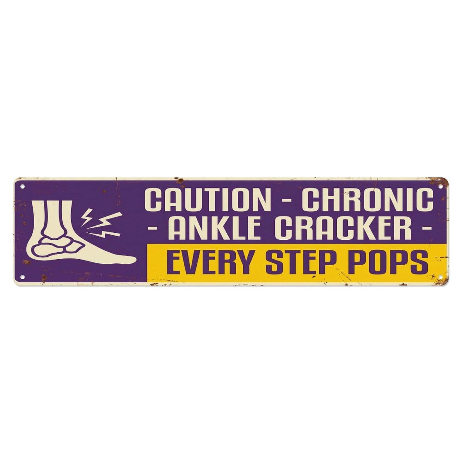 Olhnbad 4X16inch(10X40cm) Vintage Funny Caution Chronic Ankle Cracker Warning Metal Tin Sign