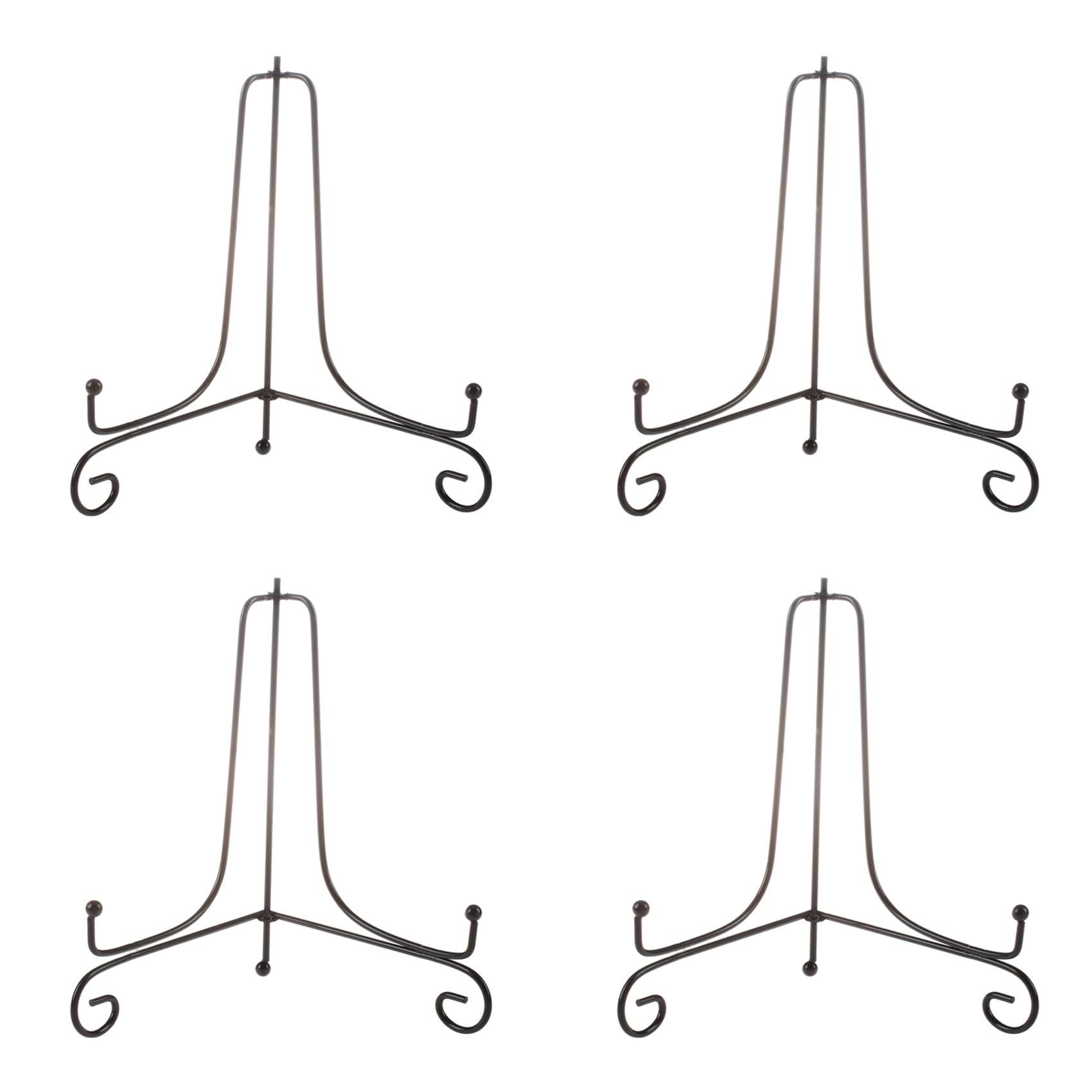 Hndhbfgrt 4 Pcs Iron Easel Classic Display Stand Bowl Plate Photo Frame Book Artwor Black 4 Inches 10.5cm