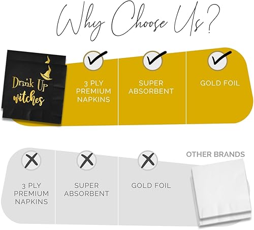 Miniatura 3 de 50 servilletas de Halloween de brujas de Drink Up  3 capas de papel de Halloween impresas en papel de Halloween servilletas de papel para fiestas