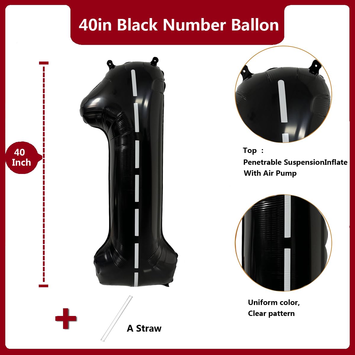 Red 0 balloon 40 Inch Giant Helium Foil Number 0 to 9 Red Balloon Birthday Wedding Party Digital Decorations (Number 0) — view 15