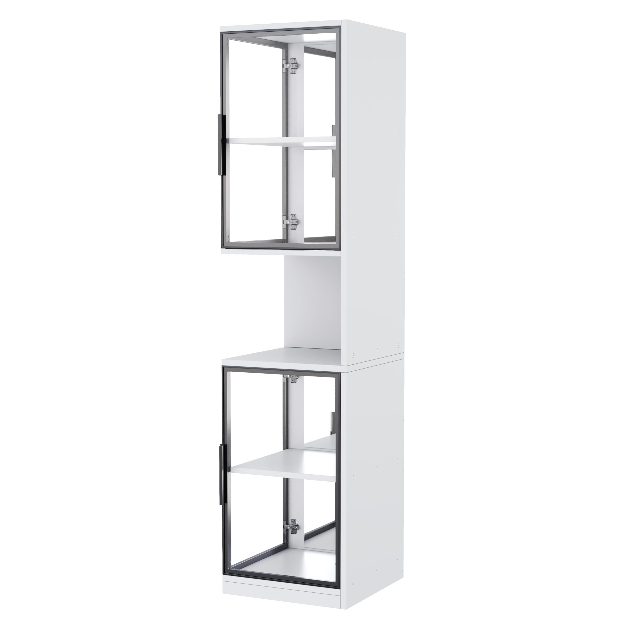 Dolamaní Vitrine 205 cm hoher mit LED Beleuchtung und Doppelten Glastüren, Glasvitrine, Eckvitrine, 5-Lagen Sammlervitrine, Kippschutzvorrichtung, für Wohnzimmer,Schlafzimmer,Büro (Weiß)
