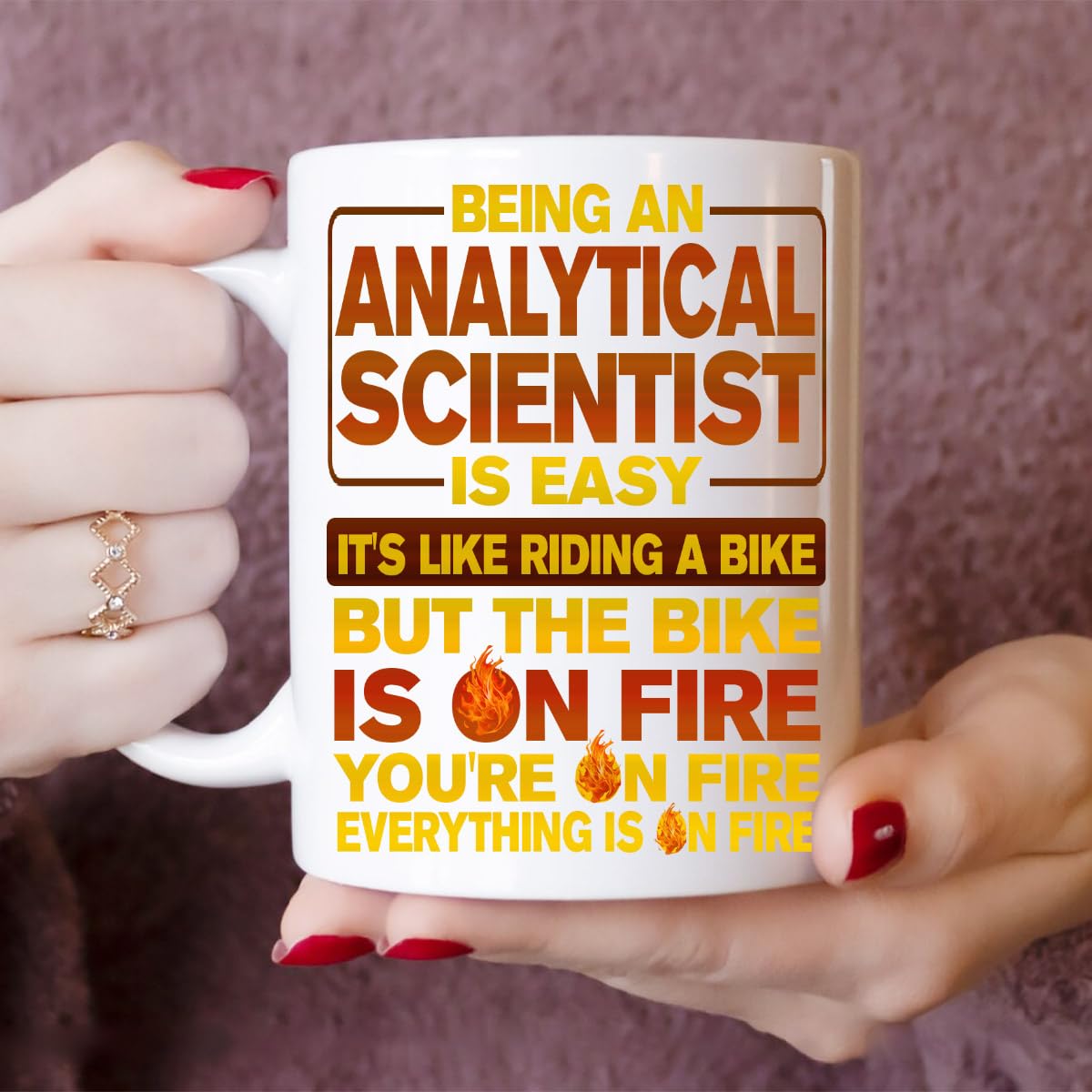 Analytical Scientist Mug - Funny Analytical Scientist Gift, Humor Ceramic Coffee Mug Being An Analytical Scientist Is Easy, Like Riding A Bike On Fire - Unique 11oz Cup for Analytical Scientist Pros