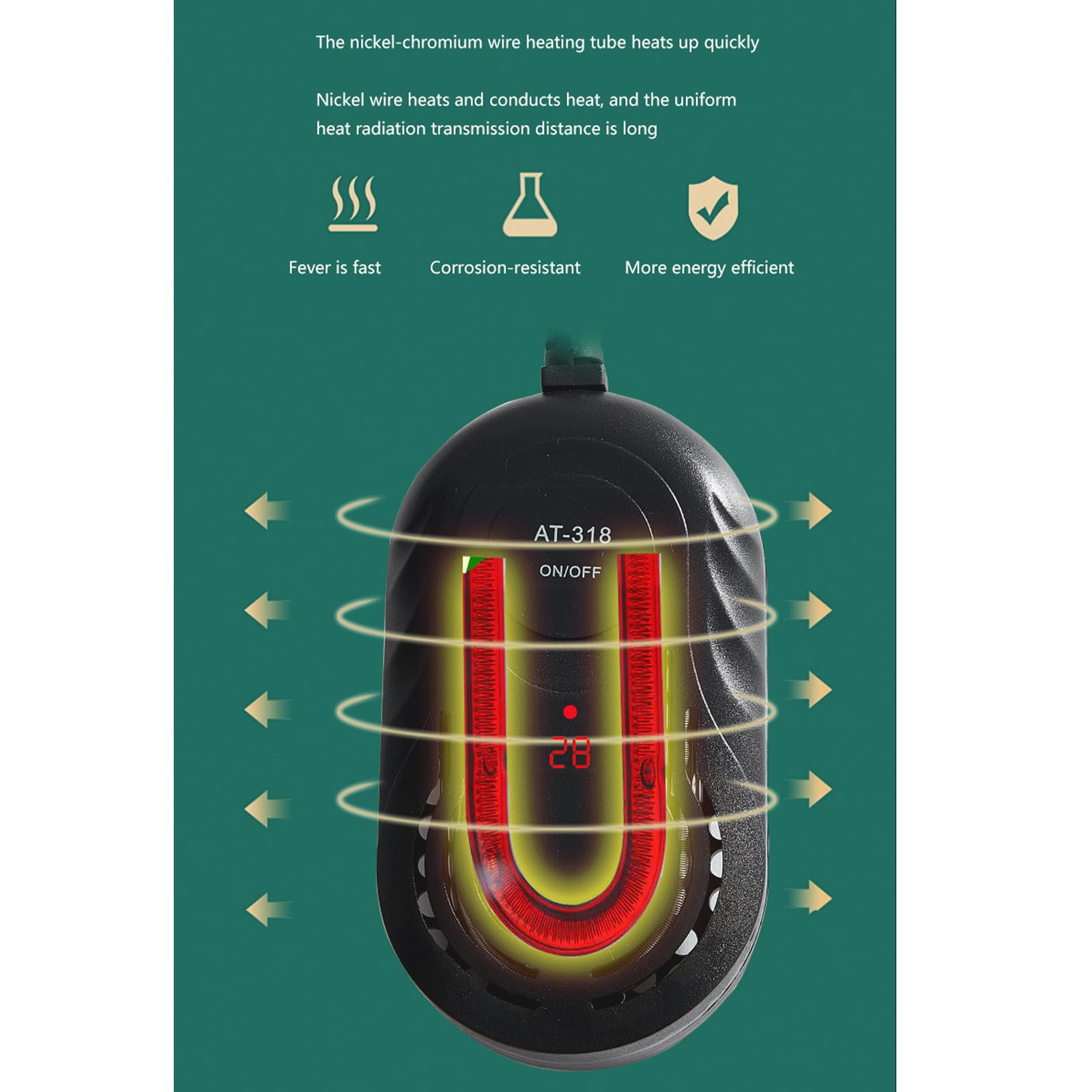 Riscaldatore Automatico a Prova di Esplosione con Inverter Intelligente ad Alta Potenza per Acquario Riscaldatore Automatico a Temperatura costante, 1500 W