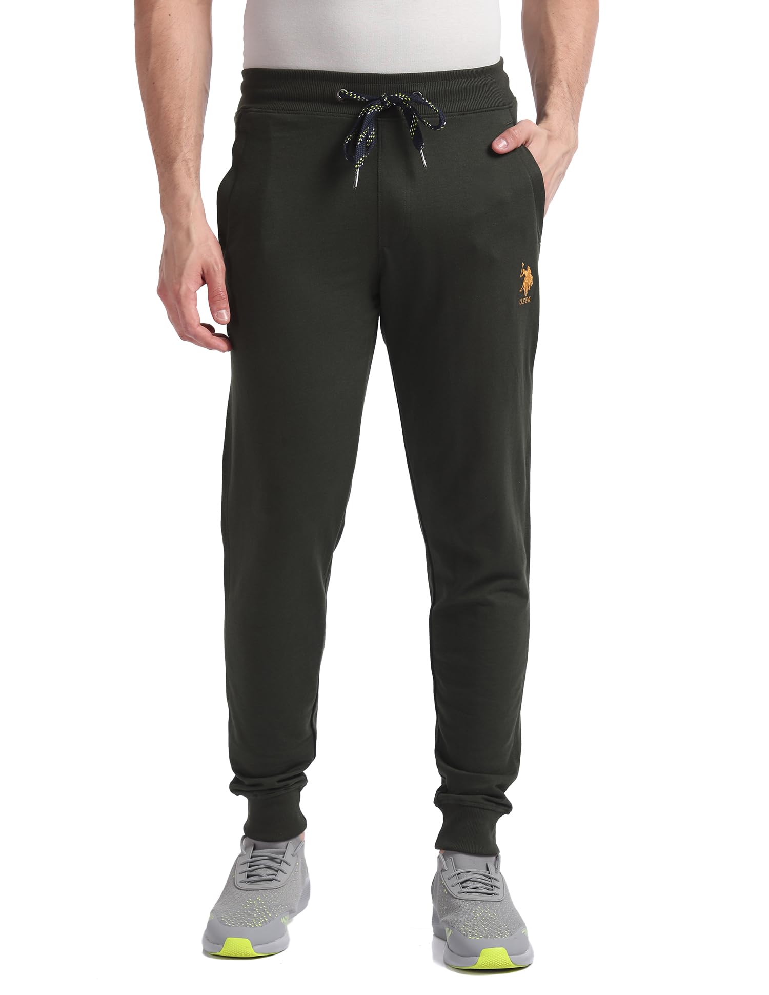 U.S. POLO ASSN. Men Mid Rise Drawstring Waist Solid I604 Joggers (Pack of 1)