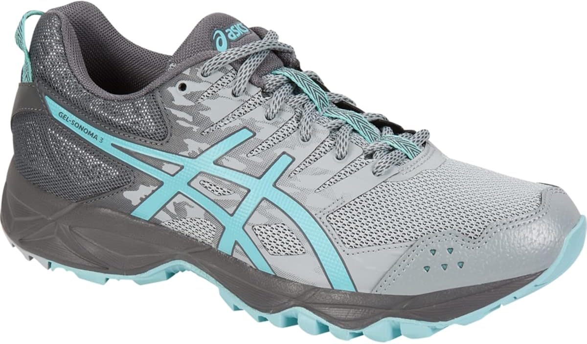ASICS Women's Gel-Sonoma 3 Running Shoes 5.5 Wide Mid Grey/Aqua Splash/Carbon