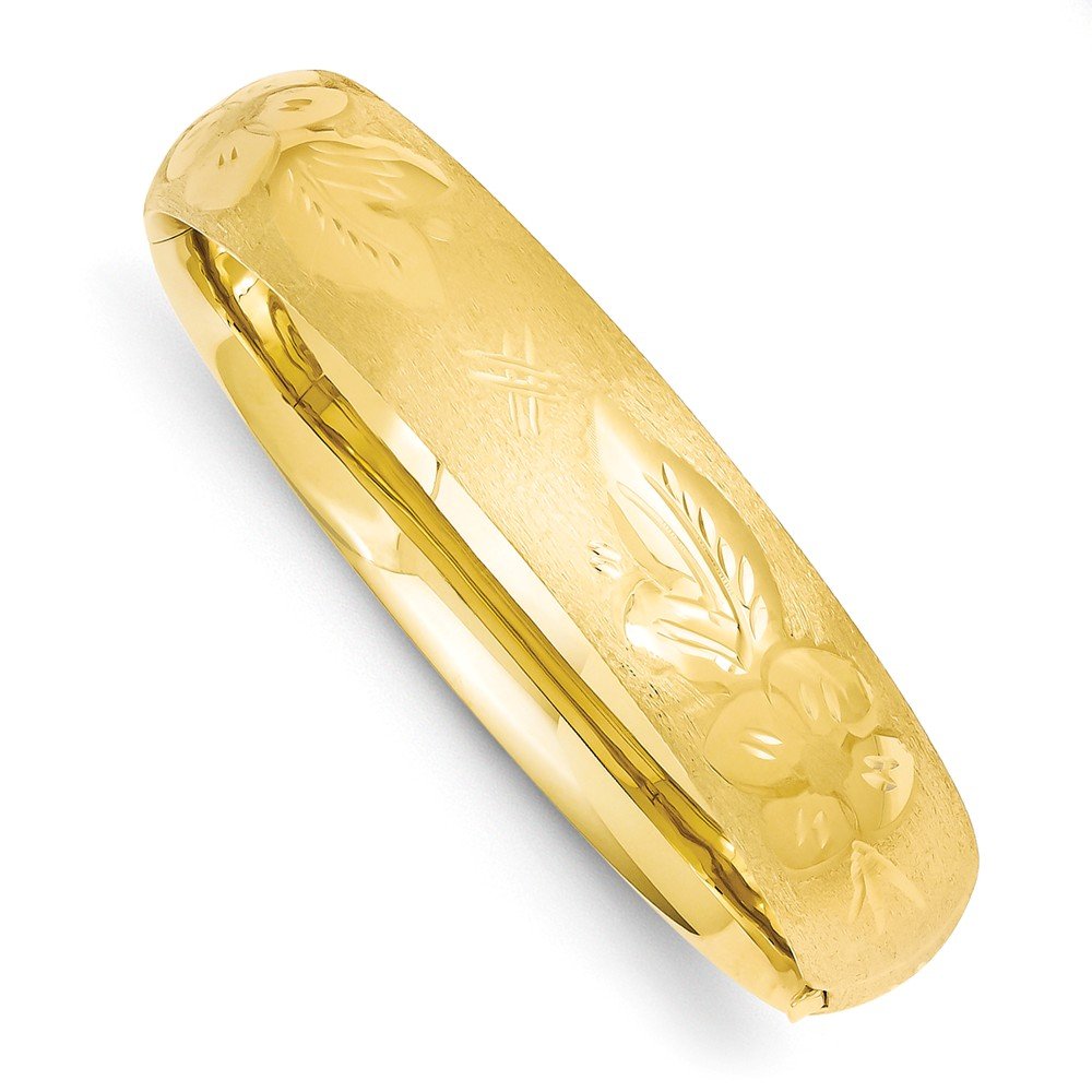 Sonia Jewels 14k Yellow Gold 9 16 Oversize Florentine Engraved Hinged Bangle Cuff Bracelet 7 Width 15mm