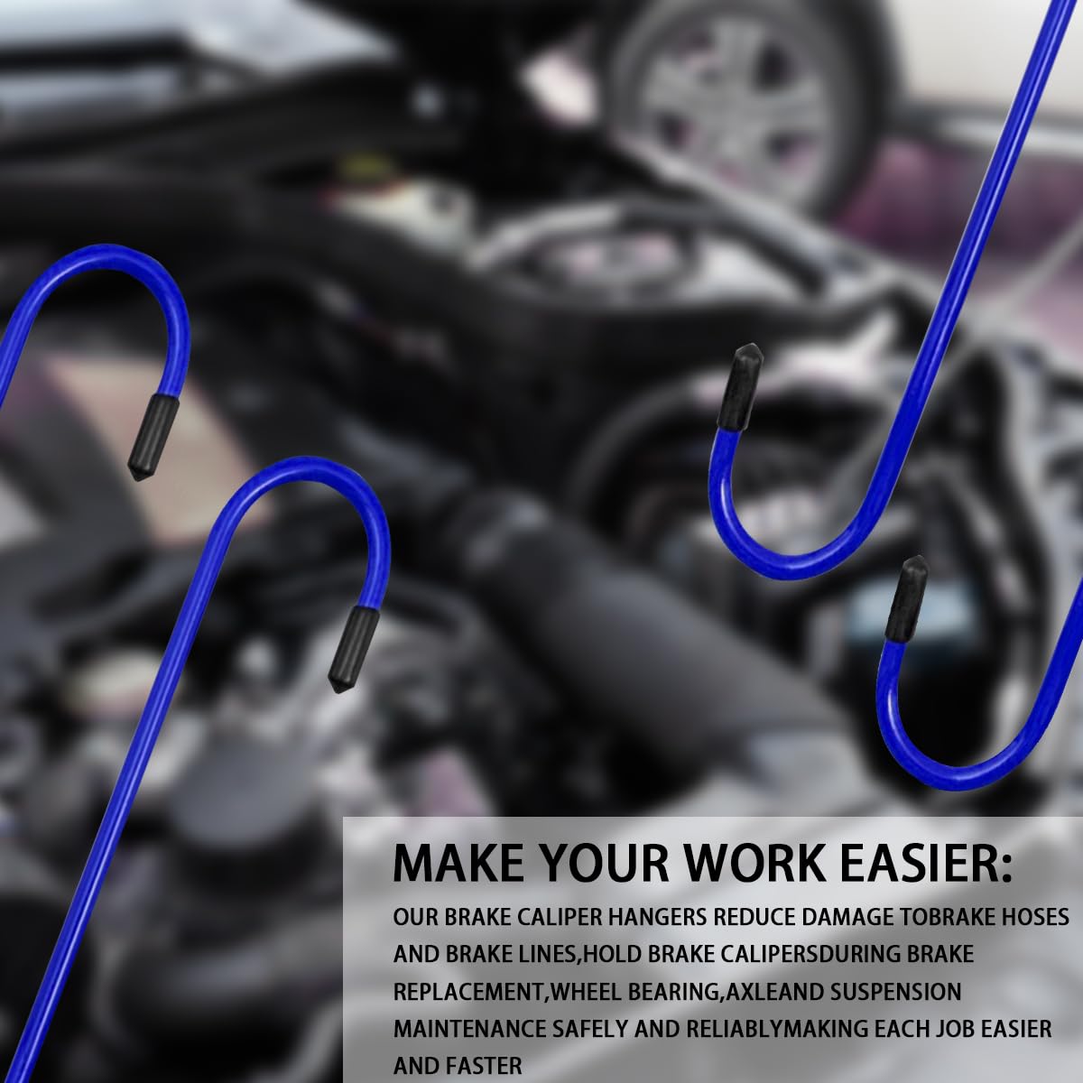 JNNJ 4 Pezzi Ganci Pinza Freno Punte nel Gomma Strumento, Ganci a Forma di S con Punte in Gomma, Automobilistico per Lavori di Rottura, Gancio in Metallo ASSE Pinza Gancio Forniture(Blu)