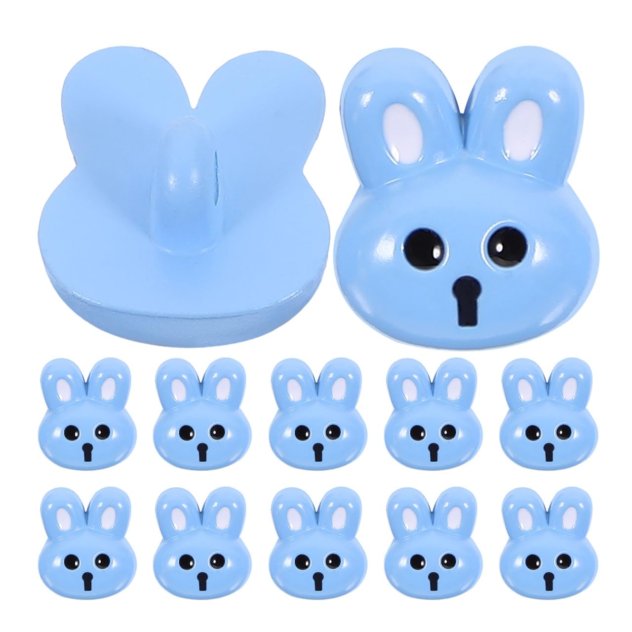SEWACC 12pcs Resin Bunny Buttons, Rabbit Craft Buttons for Sewing Decorative Clothing DIY Projects, Blue, 1.70X1.50X1.00CM