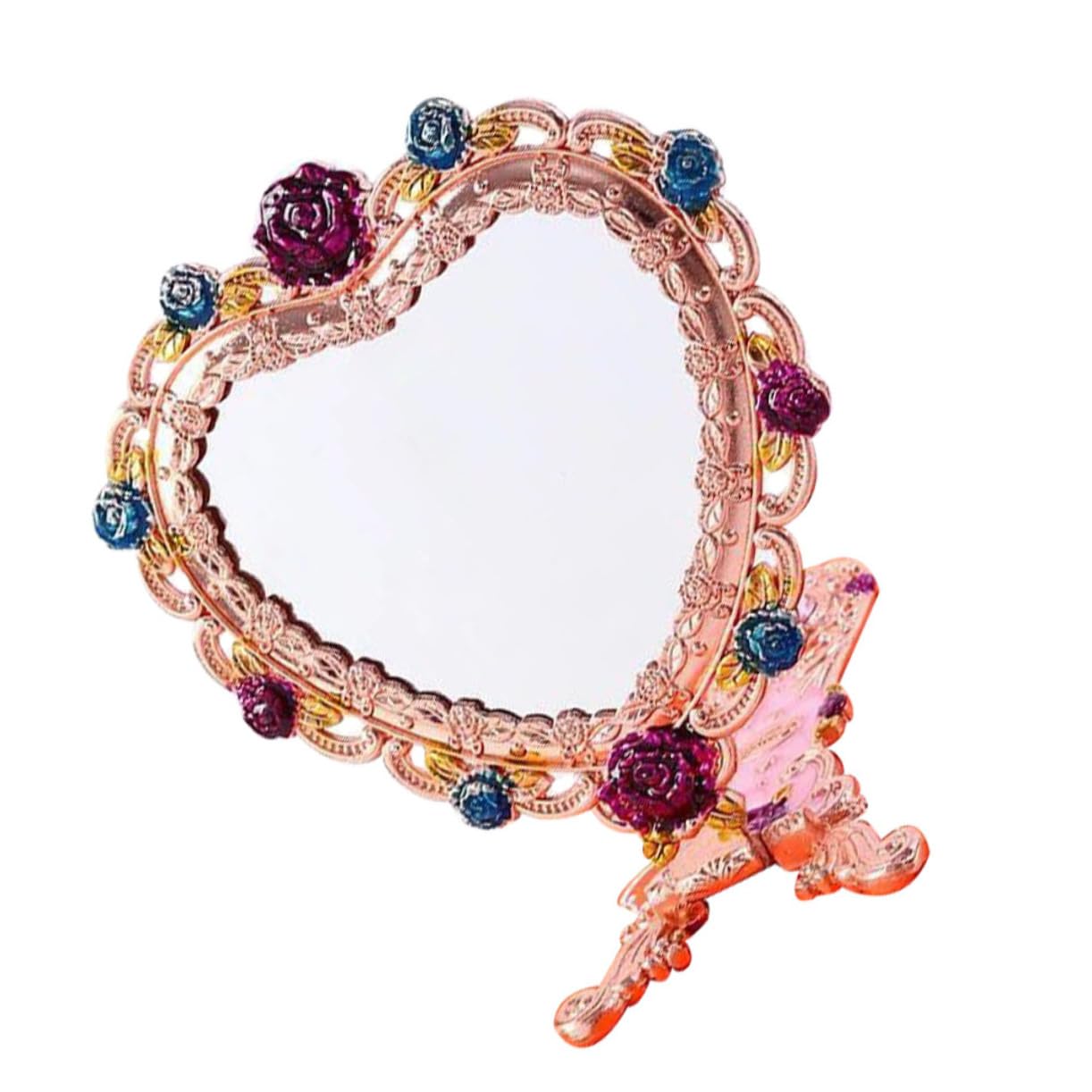 Didiseaon Heart Shape Handheld Makeup Mirror Portable Vanity Mirror with Comfortable Grip for Women Makeup Artists Present for Any Occasion Elegant Style Design