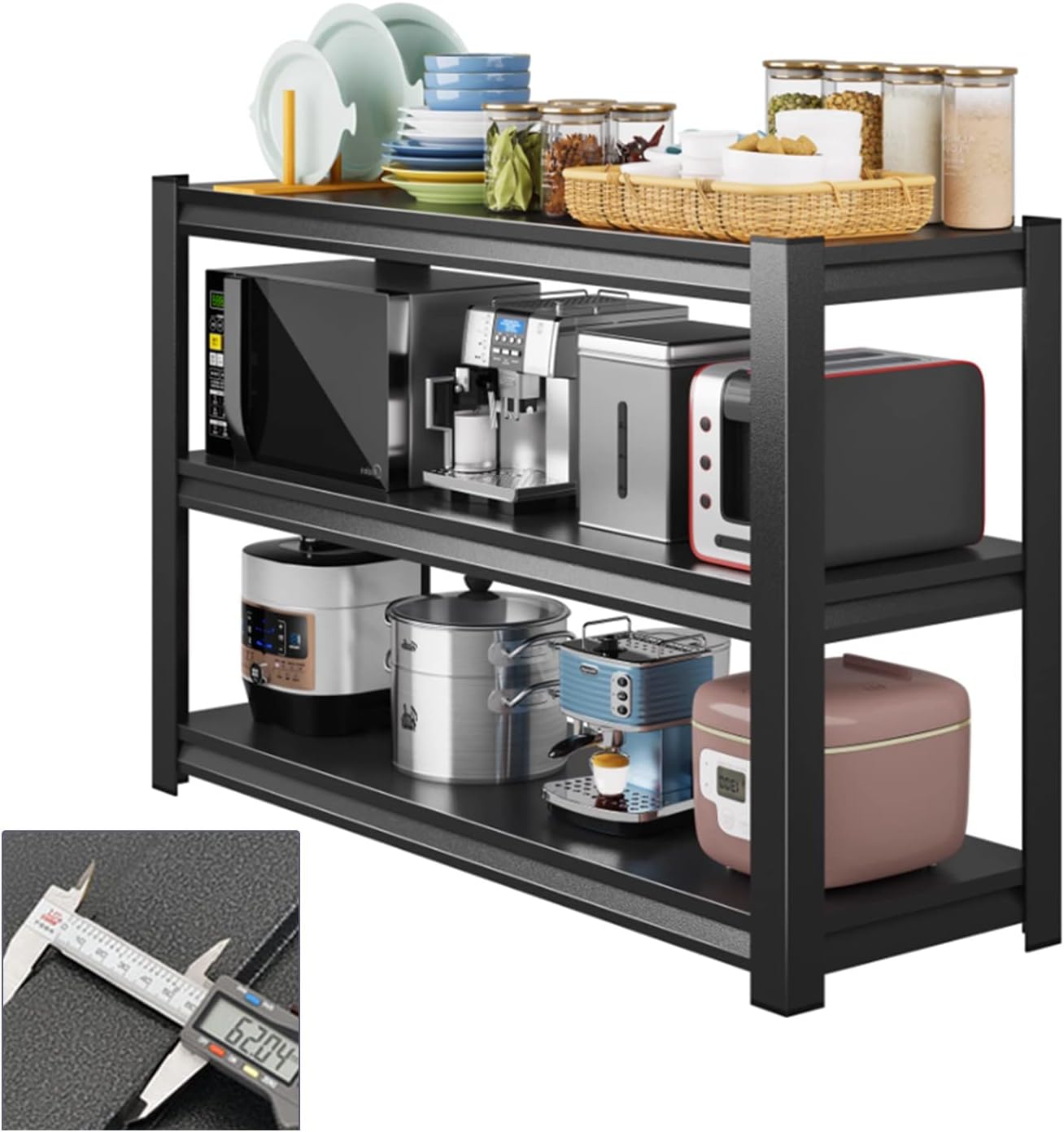 Amazon｜メタルラック スチールシェルフ 3段 幅60cm 70cm 80cm 90cm 100cm 120cm ラック 組立簡単 屋外