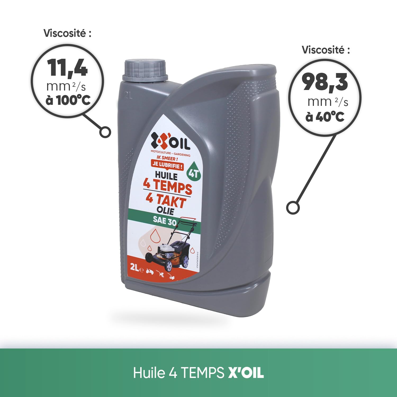 X'OIL - Huile 4T - SAE 30 API SJ/CD JASO MA - 2 Litres (L'emballage de l'article peut varier), Marron