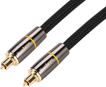 Mountbatten Câble Audio Optique numérique Toslink Lead pour [S/PDIF] Home Theater, Sony Samsung LG Philips, Apple TV, PS4 Xbox Playstation. Câble de Fibre tressé avec connecteurs en métal plaqué Or.