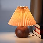 KUNJOULAM Small Pleated Table Lamp, Modern Bedside Nightstand Lamp with Coffee Lampshade, Metal Base Cute Lamp for Bedroom Living Room Home Office Decor E12 Bulb