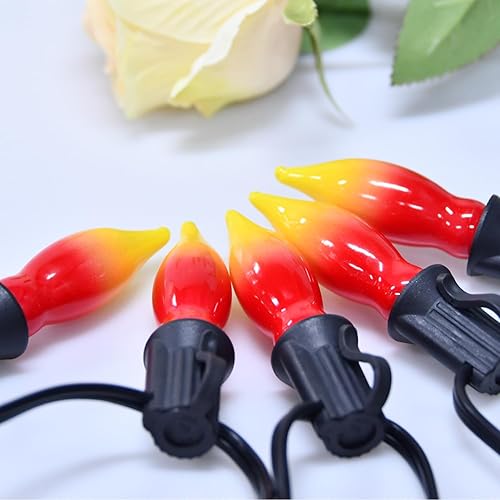 Miniatura 5 de Paquete de 12 bombillas de repuesto C7 E12 para candelabro, bombillas incandescentes rojas y amarillas, perfectas como bombillas de luz de Navidad