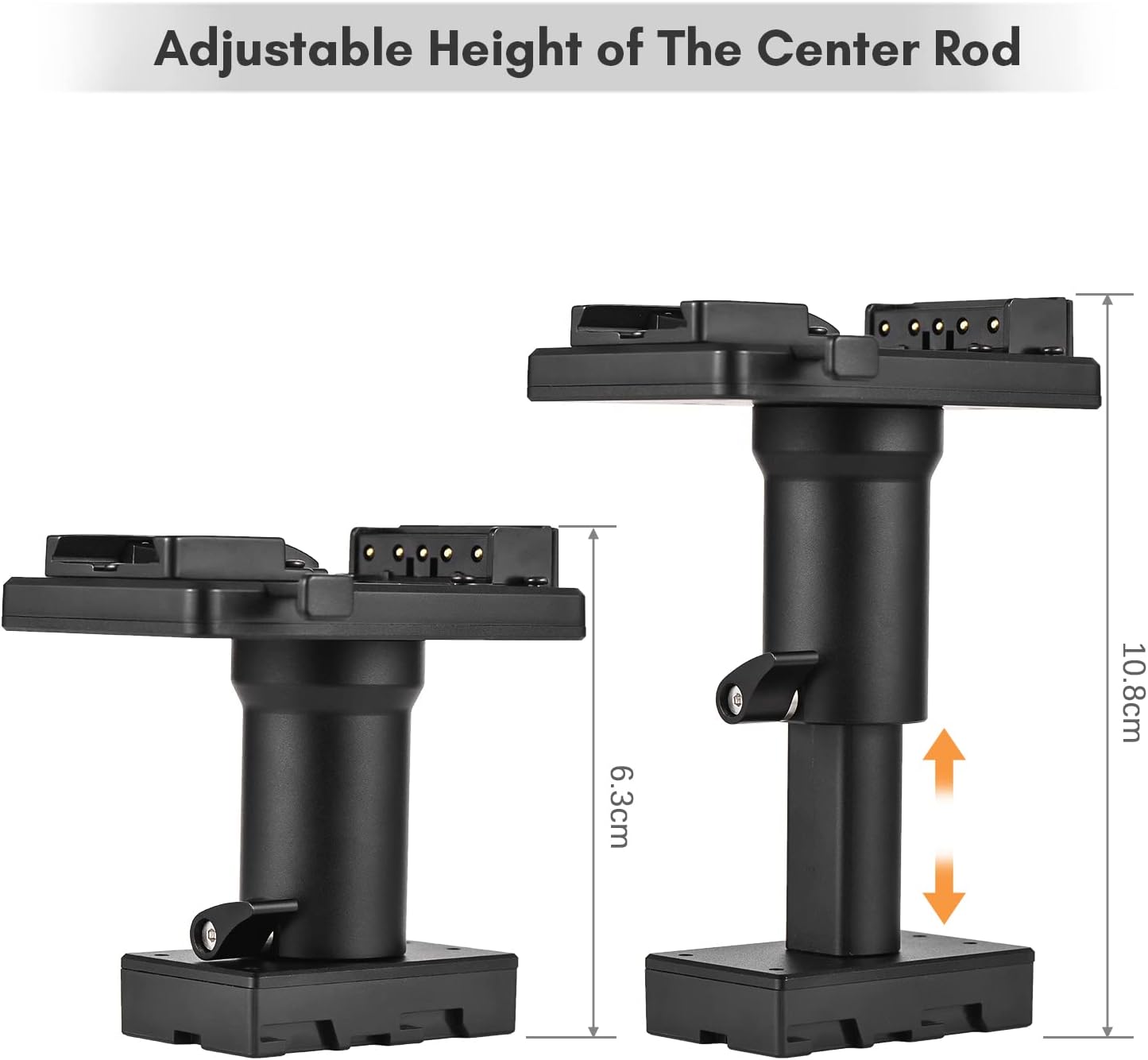 Adjustable height feature of the adapter's center rod
