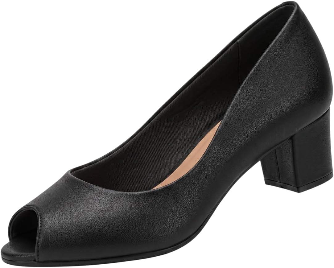 Sapato Feminino Peep Toe Napa Turim Preto Beira Rio 4777.400