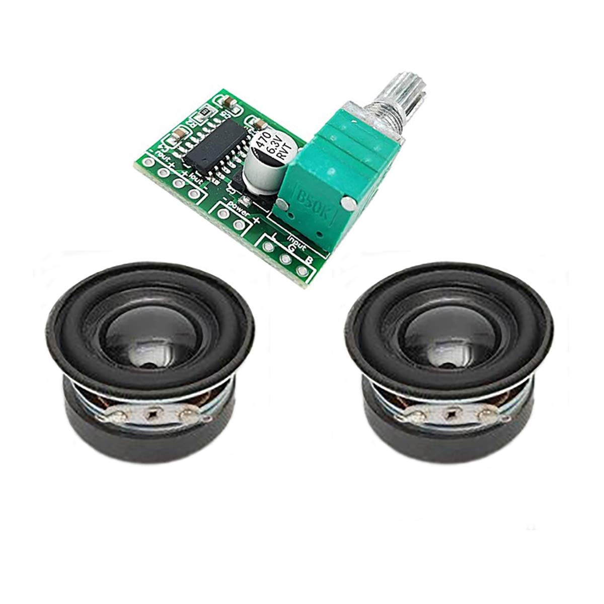 Torpe PAM8403 Mini Digital Stereo Amplifier Board PAM8403 with Volume Control + 2 Speakers of 3 Watt 4 Ohm-image-43