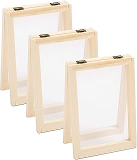 LIXINDEE 3 Pack Paper Making Mould and Deckle Wooden Papermaking Frame for DIY Paper Craft Tool Dried Flower Handcraft (1...