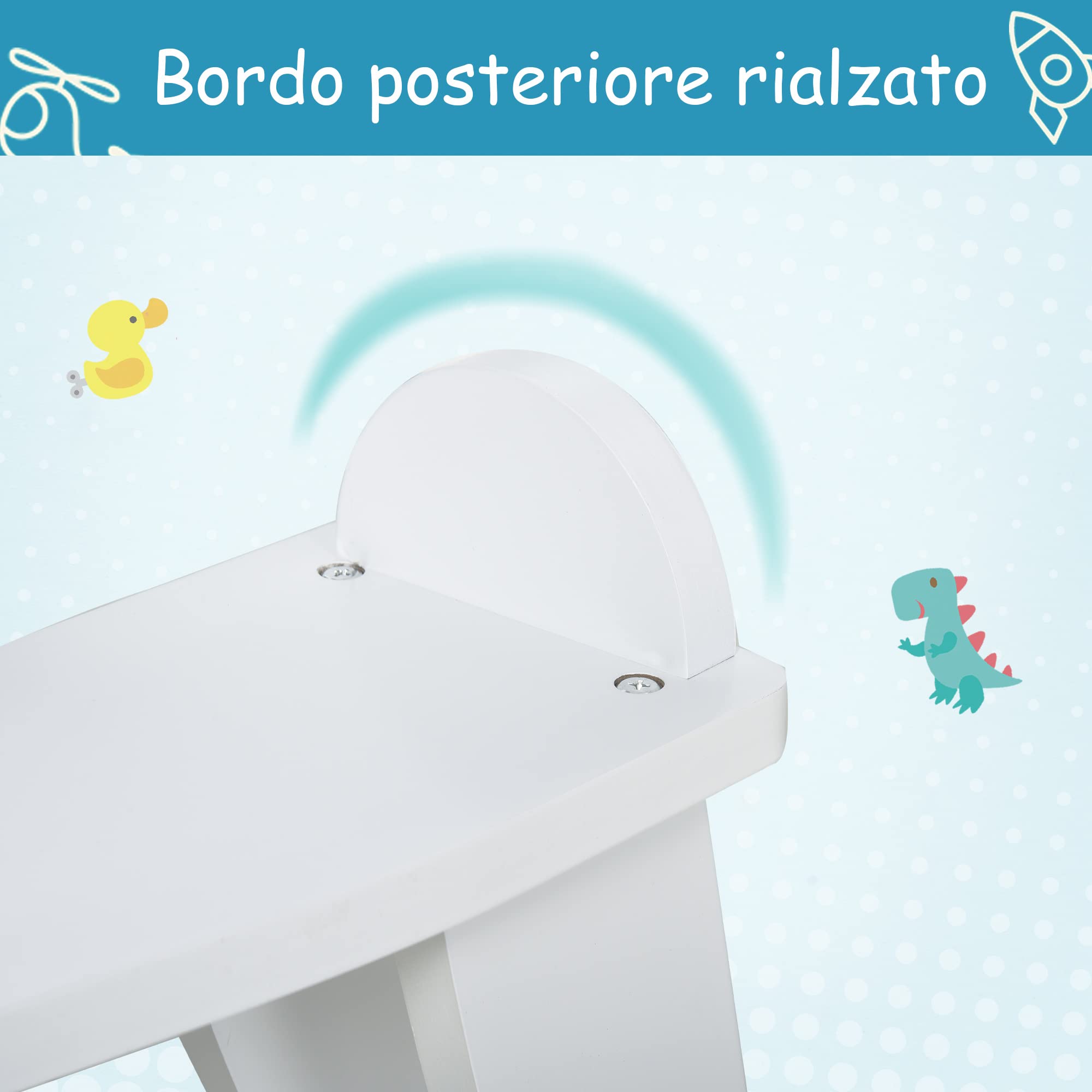 HOMCOM Cavallo a Dondolo per Bambini 1-3 Anni, Design Classico in Legno con Maniglie e Poggiapiedi, 68x26.5x48cm, Bianco