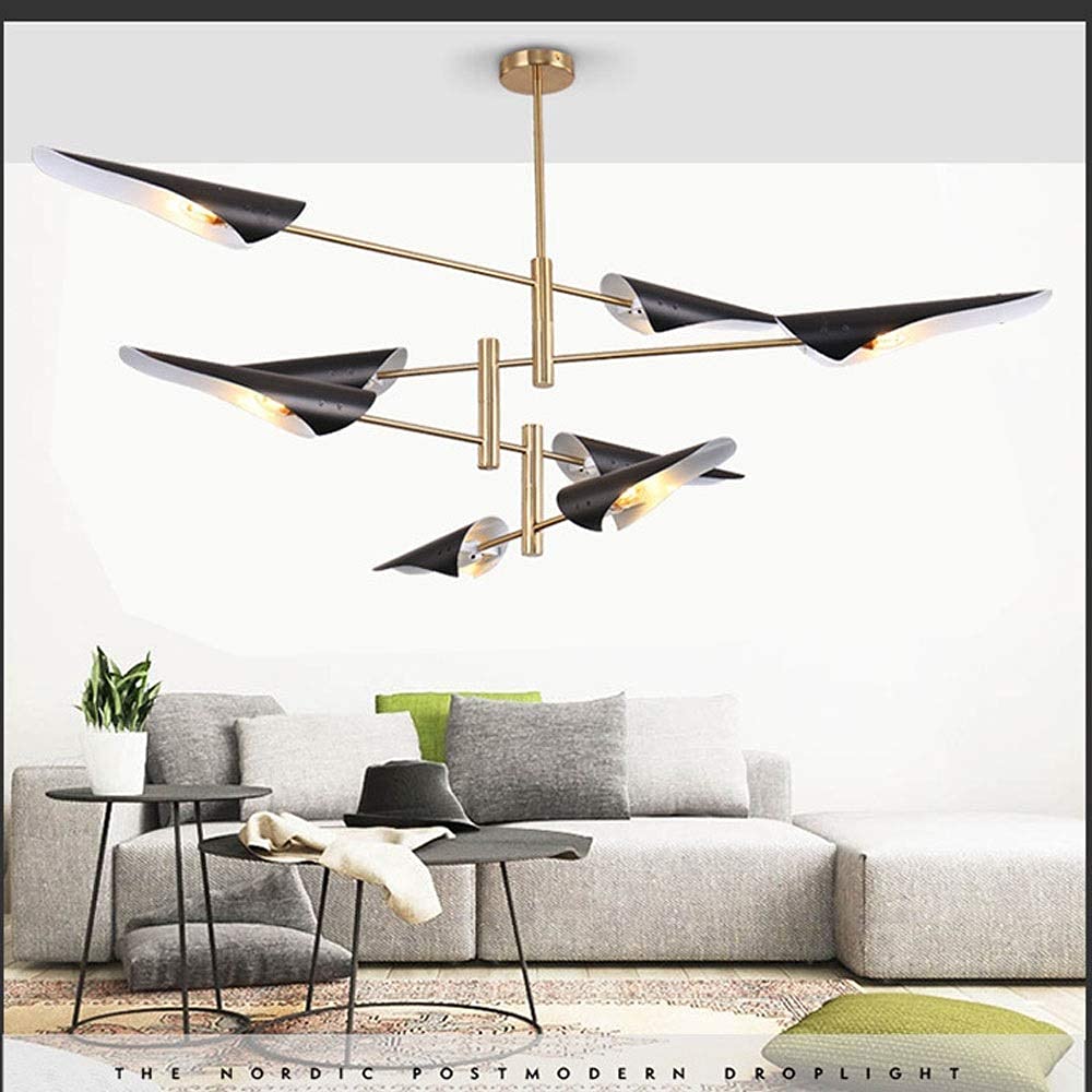 Lustre en fer moderne américain avec 8 sources E27 pour restaurant