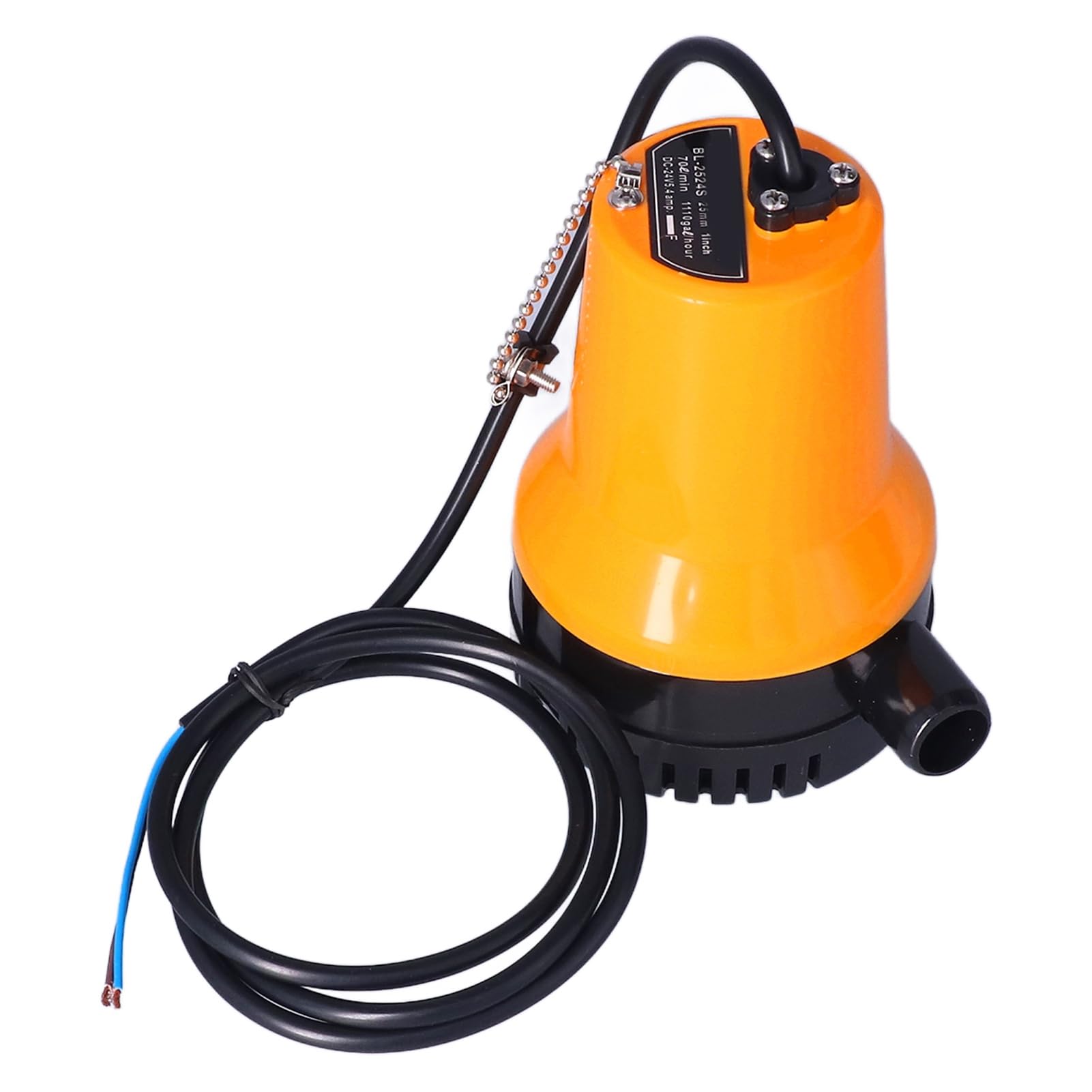 Keenso Bomba de Achique de 24 V Bomba de Agua Sumergible Eléctrica 60 W 7000 Rpm ABS Caucho Metálico 4,2 M3 H Salida de 25 Mm Elevación de 16,4 Pies para Barco Aspersor de Tierras de Cultivo de