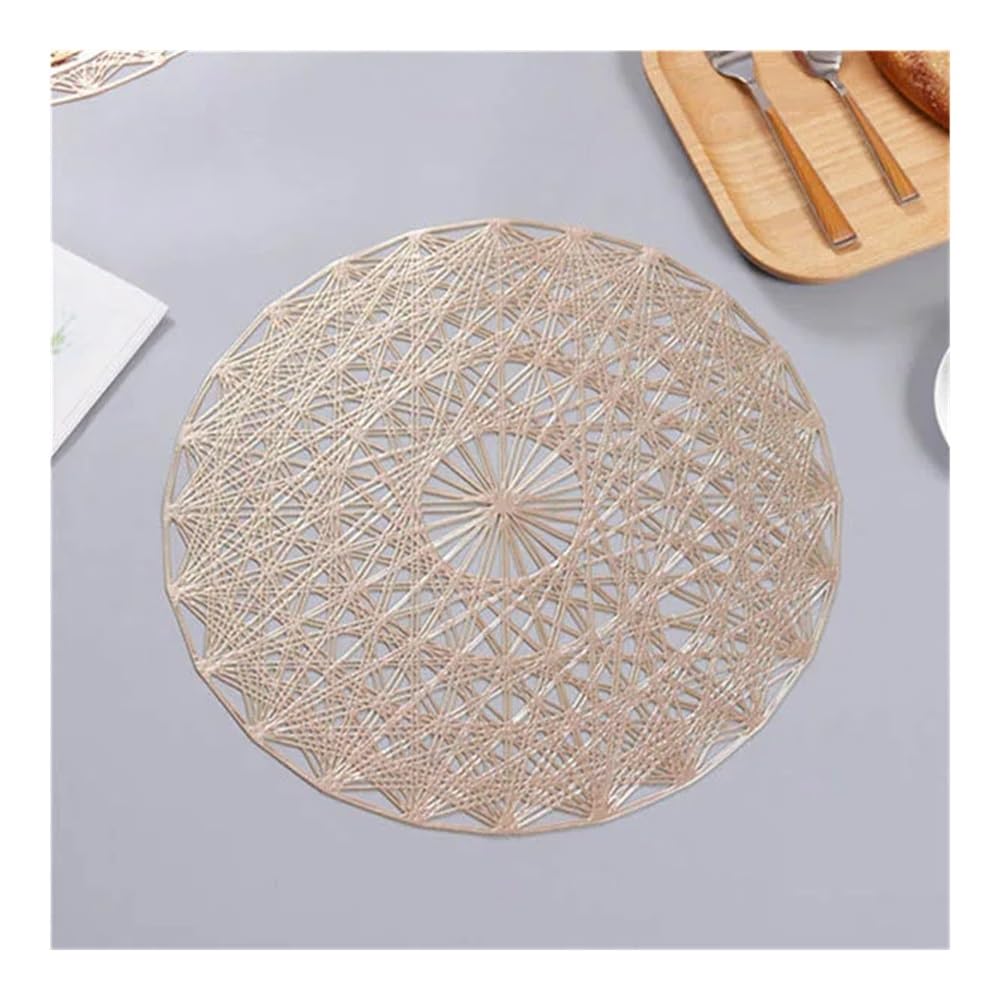 Table Place Mats Heat Resistant, PVC Placemat For Dining Table, Multicolor, 38cm(Light Gold)