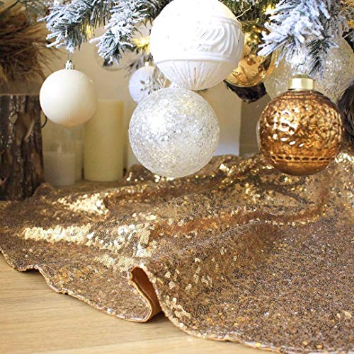 Gold Christmas Tree Skirt 36 Inches Small Glitter Tree Skirts Sequin Tree Mats For Xmas New Year Party 4 Foot Trees Indoor #TOP5