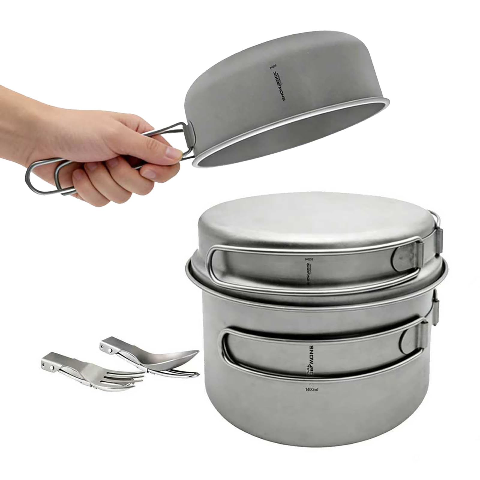 Photo 1 of SNOW ROCK Titanium Cooking Set - 1400ml Pot, 500ml Fry Pan