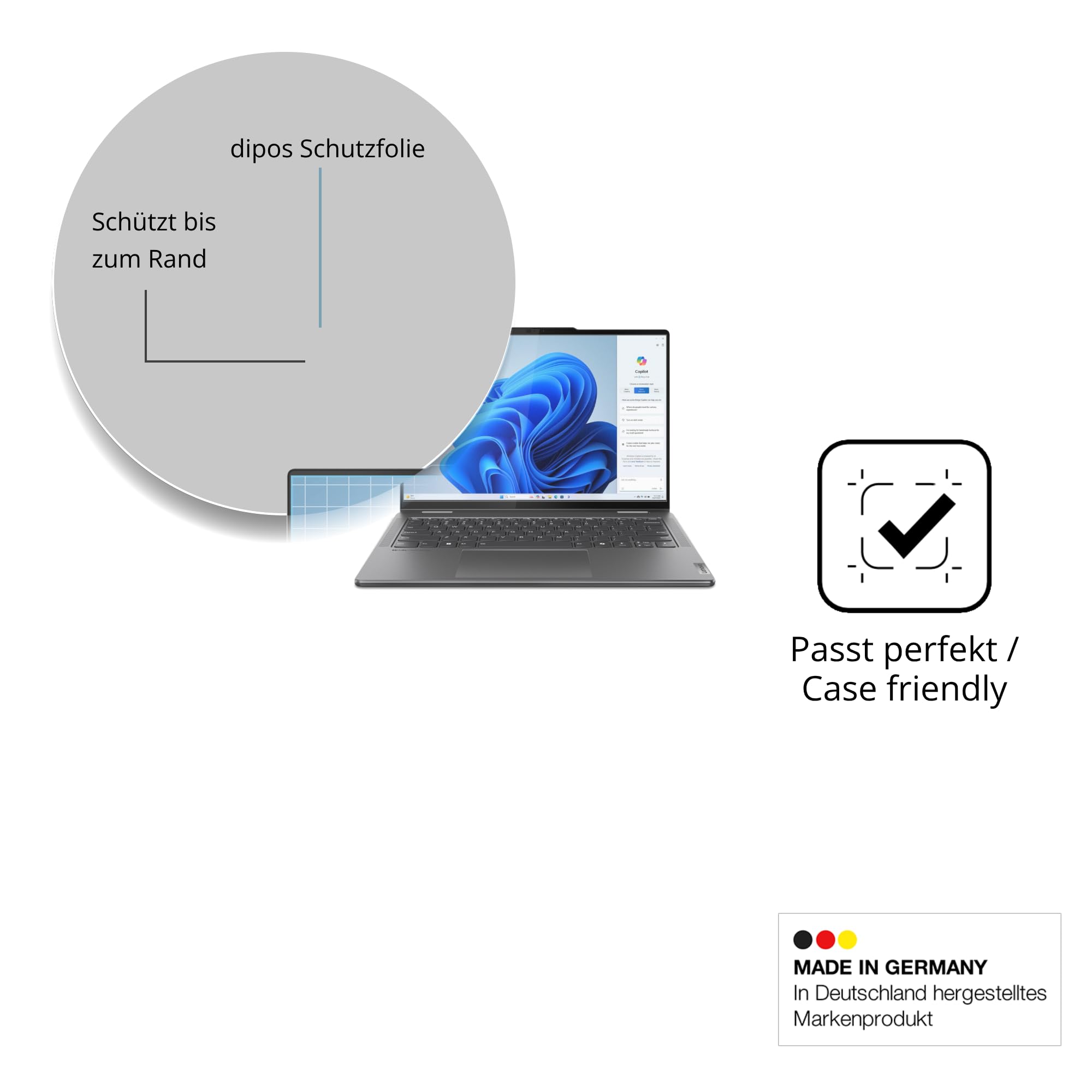dipos 2x Pellicola 9H opaca per Lenovo Yoga 7i 2-in-1 Gen 9 83DJ00HRGE | Antiriflesso, non si rompe e non si scheggia, non è vero vetro, Anti-Shock, antigraffio, senza bolle, autoadesiva