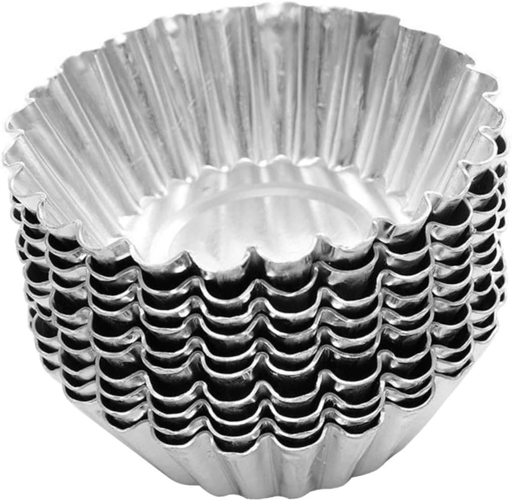 100pcs Metal Lined Mould Tin Flan Molds for Baking Muffin Top Pans Non Stick Egg Tart Moulds Tartlets Pans