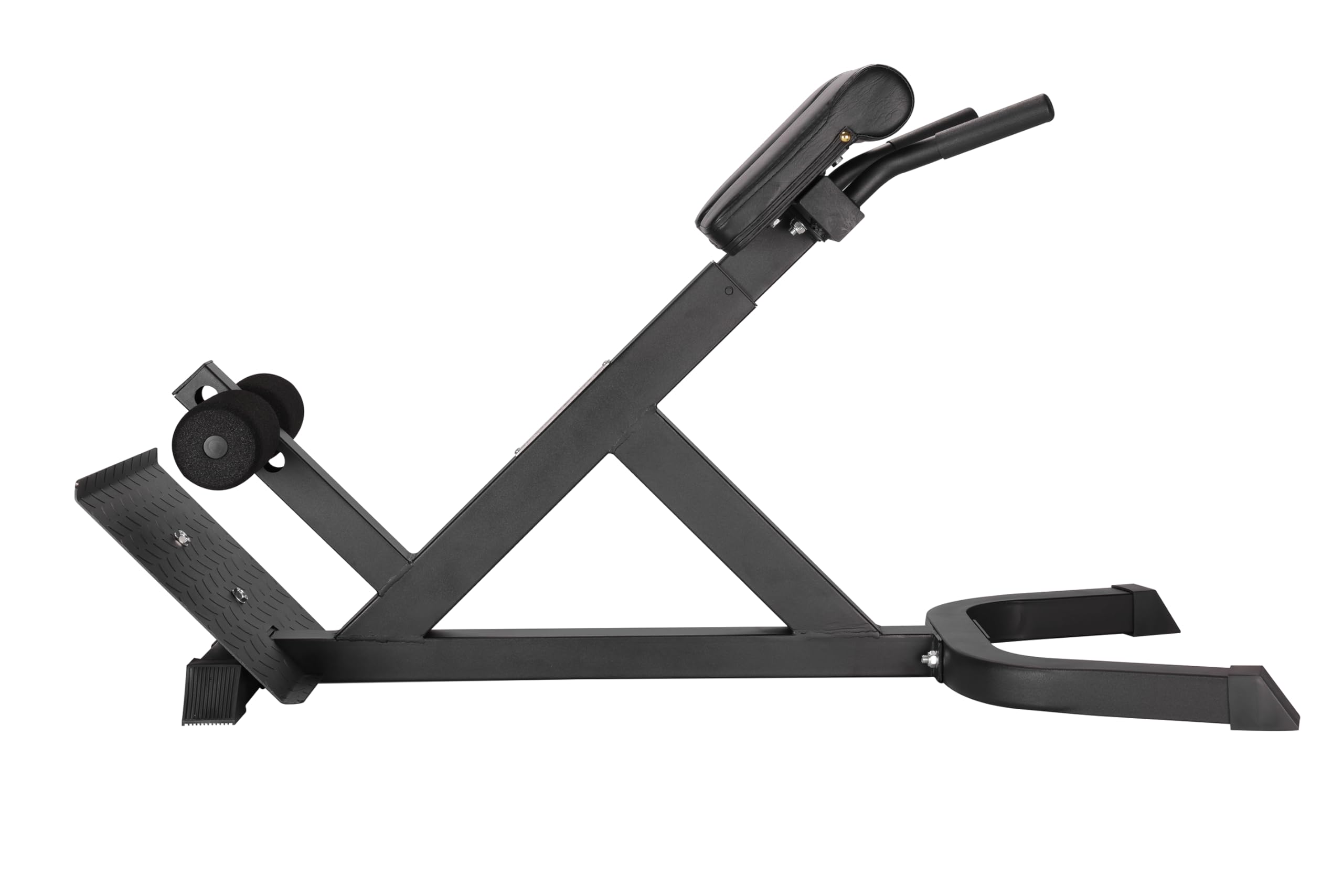 Banco de Extensión Lumbar para Ejercicios, Silla Romana para Espalda Baja Negra Ajustable en Altura, 126 cm x 63.5 cm x 75-60 cm, con Almohadillas Acolchadas, para Entrenamiento de Espalda